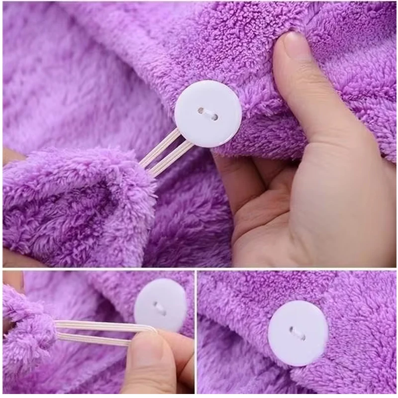 Serviette ronde en microcarence pour femme, bonnet de douche super absorbant avec bouton, séchage rapide des cheveux, bonnet doux pour cheveux secs