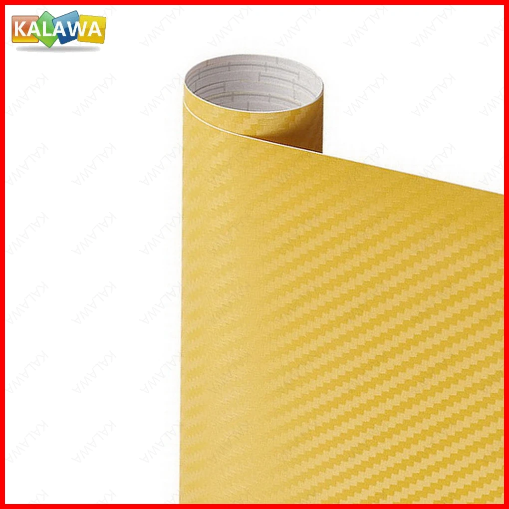 Yellow 3D Carbon Fiber Vinyl Wrap Furniture Film Car Sticker Motorcycle Decal Auto Styling Anti Scratch Tape Waterproof Protect