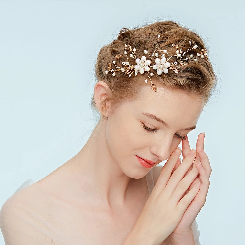 

Women Wedding Hair Accessories Beautiful Crystals Pearls Headband Bridal Guest Jeweled Headpiece Elegant Charm Everyday Wear