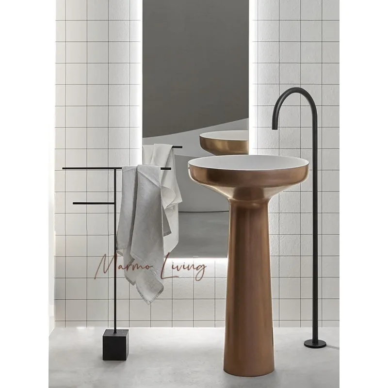 Simple mobile stainless steel bathroom natural marble floor-standing bath towel rack home decoration