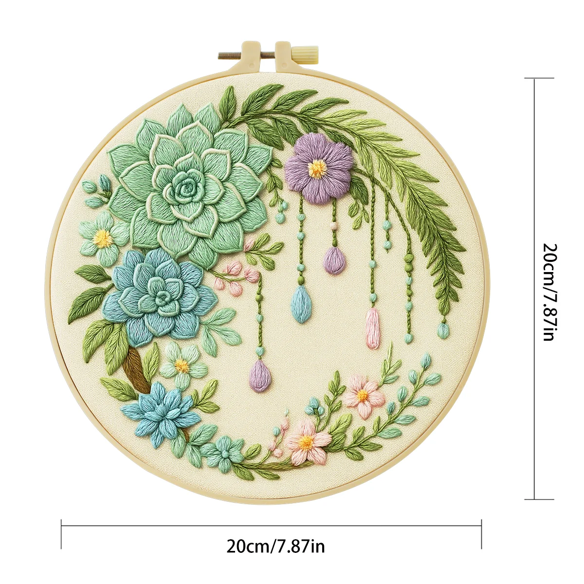 1 Stück 20X20CM/15X15CM 7,87/6,3 Zoll Blumen-Stickerei-Starter-Kit DIY-Kit DIY-Stickerei-Set Handarbeiten Heimdekoration Nähkunst – Detail 5