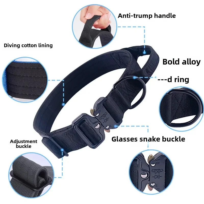 Tactical Dog Collar Go Out Adjustable Dog Collar for Medium and Large Dog Training Anti-blast