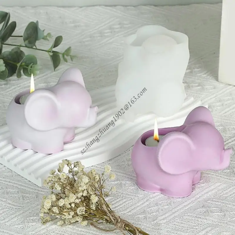 Q6RB Multipose silicone Moule d'éléphant Moules ciment Moules bougies résine Moules