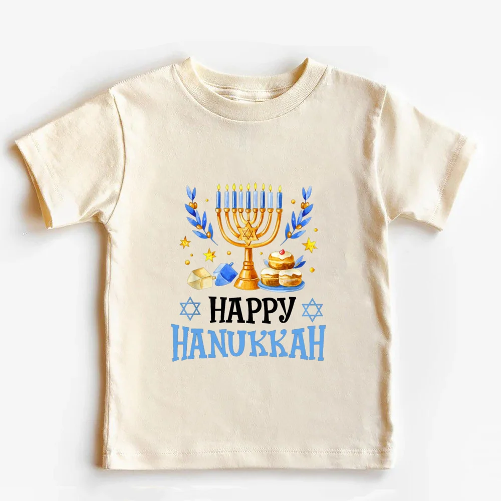Funny Hanukkah Kids Shirts Funny Jewish Holiday Tee for Boys Girls Jewish Holiday Youth Short Sleeve T-shirt