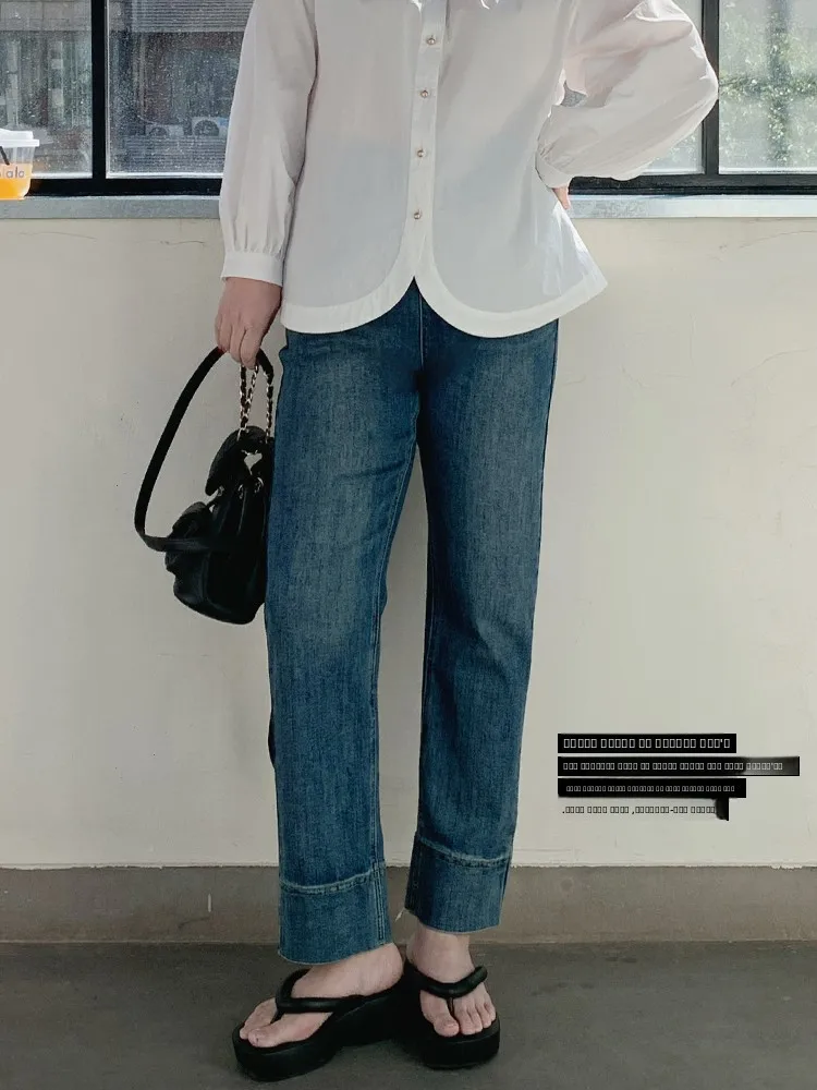 

Джинсы прямого кроя больших размеров с высокой талией в стиле ретро, новинка весны-лета, повседневный крой для полных женщин от Miss Mea