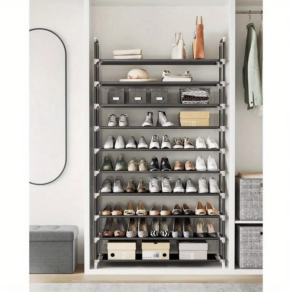 

New 5/10 Tier Layer Storage Organizer Cabinet Shelf Space Saving Shoe Tower Rack