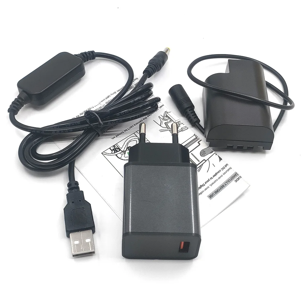 DMW-BLF19 BLF19E Dummy Battery DCC12 DC Coupler QC 3.0 Quick Charger USB Power Cable for Lumix DMC-GH3 GH4 GH5 GH5s DC-G9 Camera