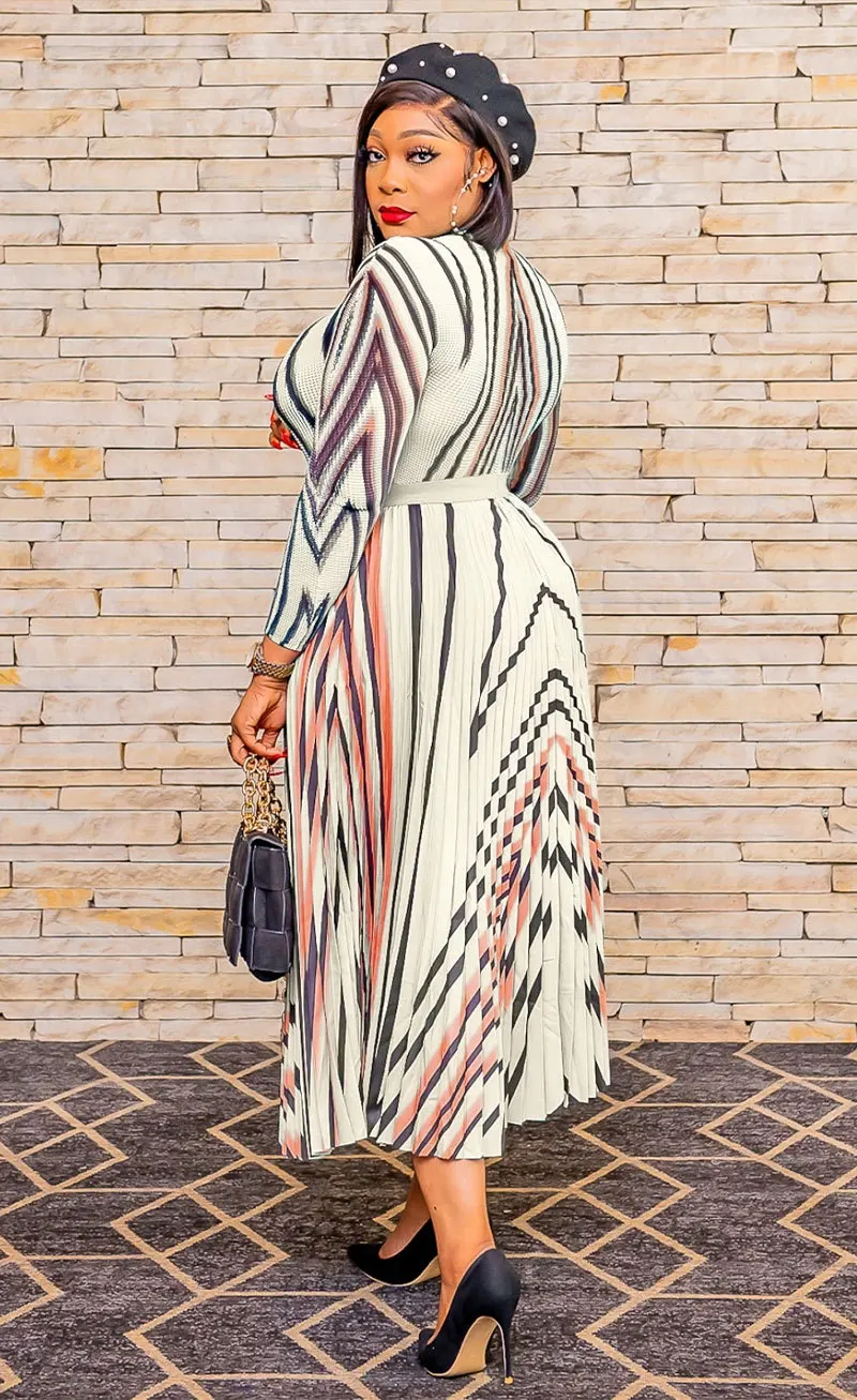 Tre sorelle nuovi arrivi moda autunnale per il tempo libero pendolarismo vacanza ballo di fine anno abiti da donna stampa o-collo abiti longuette a maniche lunghe