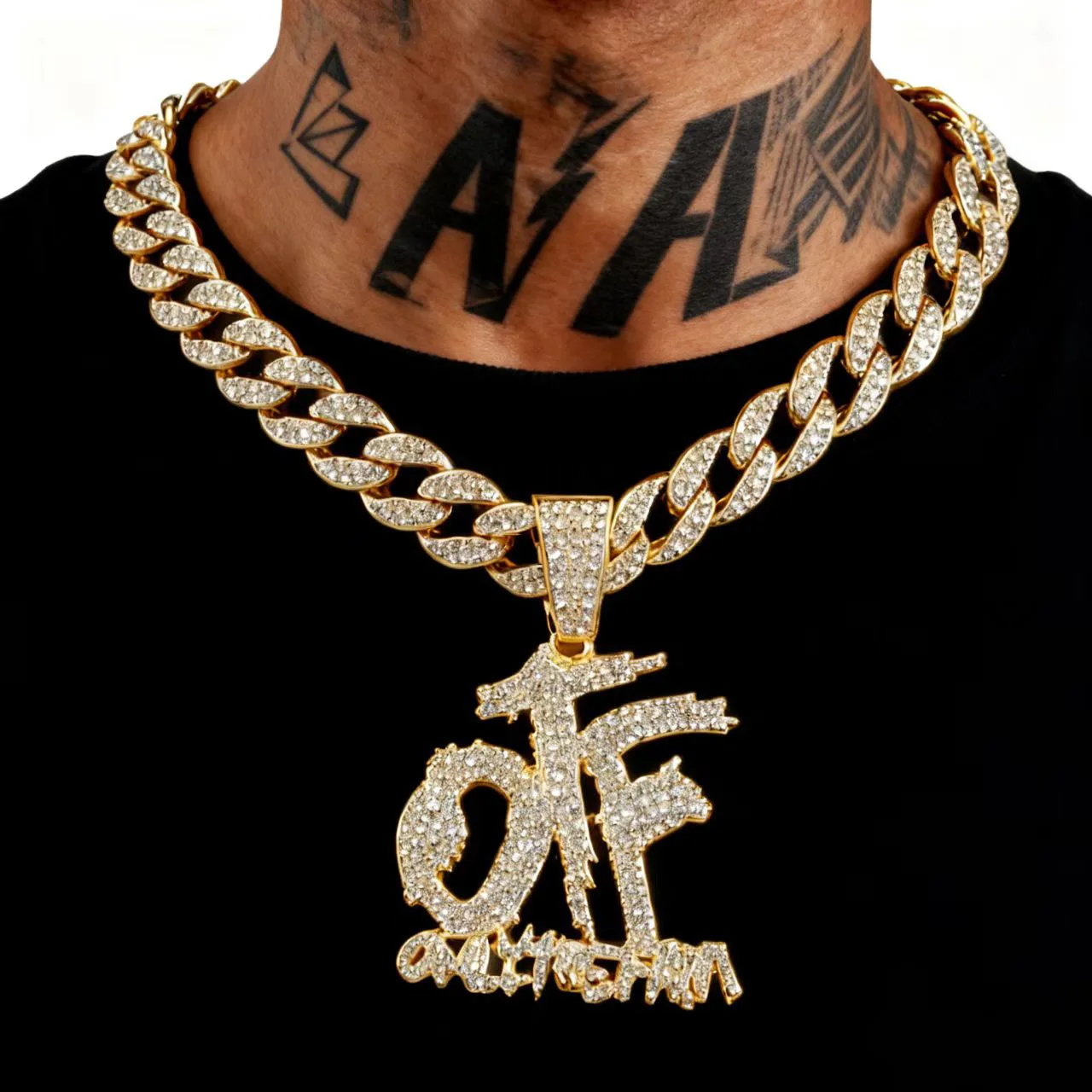 

DIY accessories European and American hip hop OTF letter necklace men's and women's hip hop personality versatile trend Cuban ch