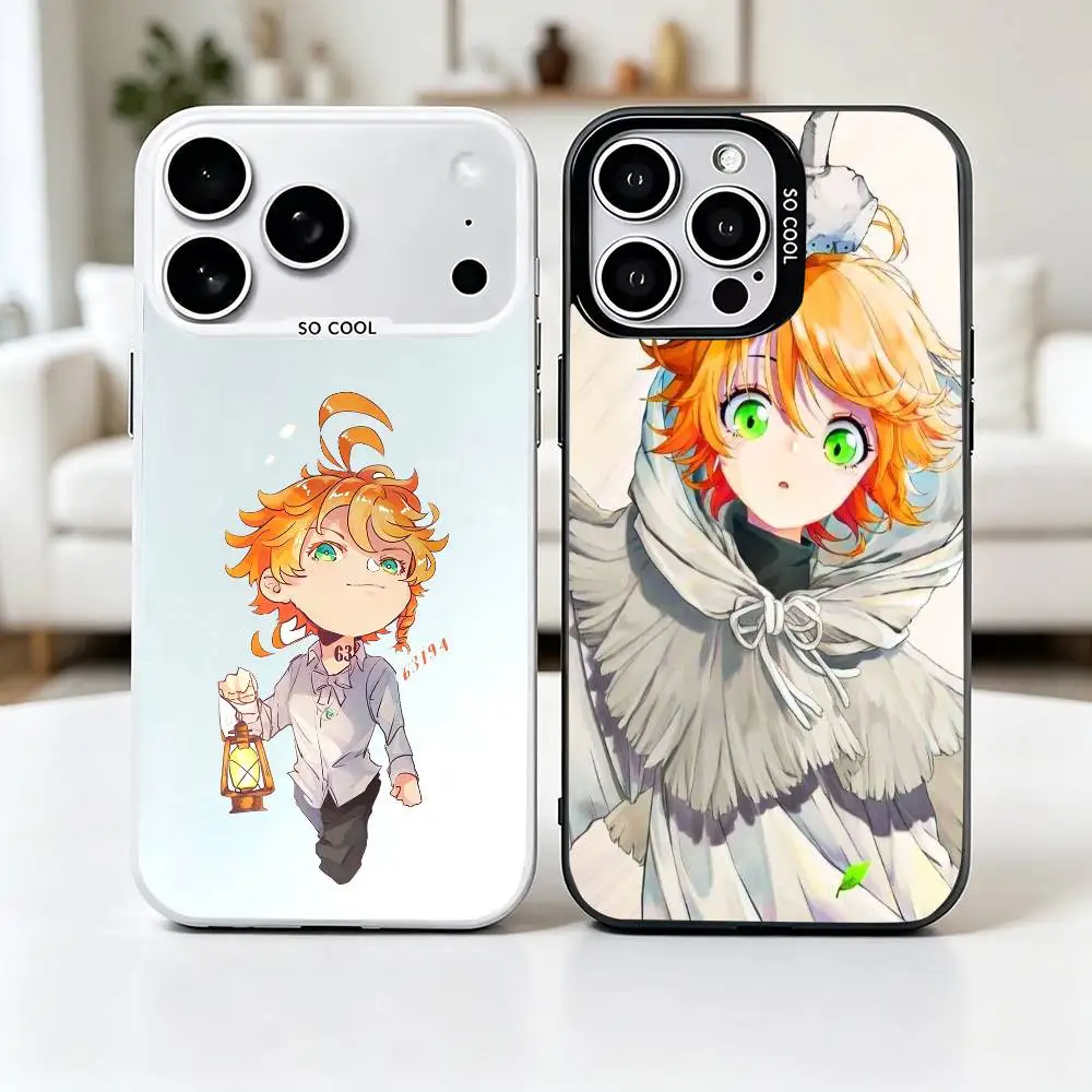 

The Promised Neverland Emma Phone Case For iPhone 17,16,15,14,13,12,11 Plus,Pro Max,XS,Grey Silver Plated Inside Cover