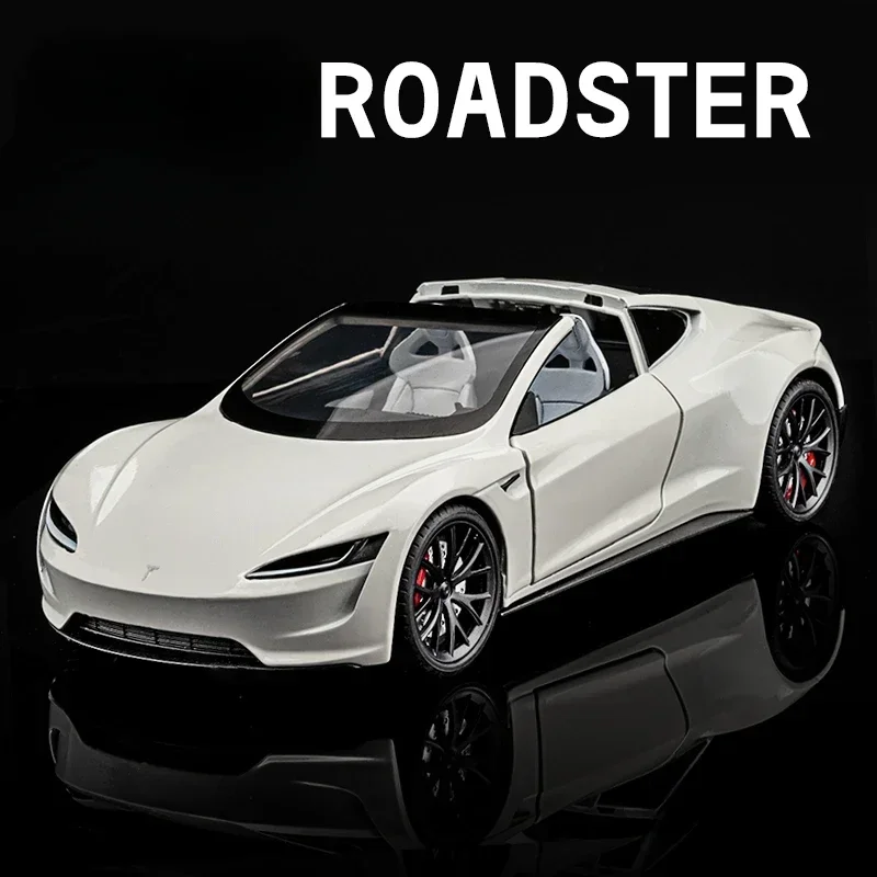 1:24 Scale Alloy Tesla Roadster Sport Car Model Diecast Metal Toy Vehicles Convertible Car Toy Boy Gift Collective Home Decor