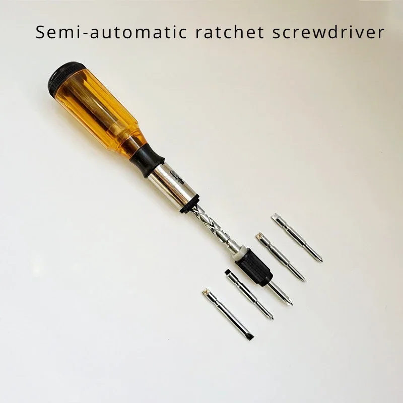 Quick Speed-up Hand-pressed Screwdriver Forward-reverse Pressing Ratchet Semi-automatic Screwdriver