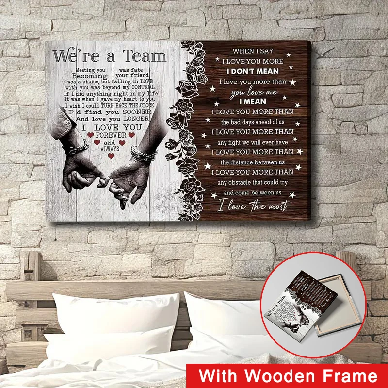 

Framed Retro Love Quotes Poster Declaration of Love Black and White Old Wood Grain Wall Art Living Room Home Decor Wall Art