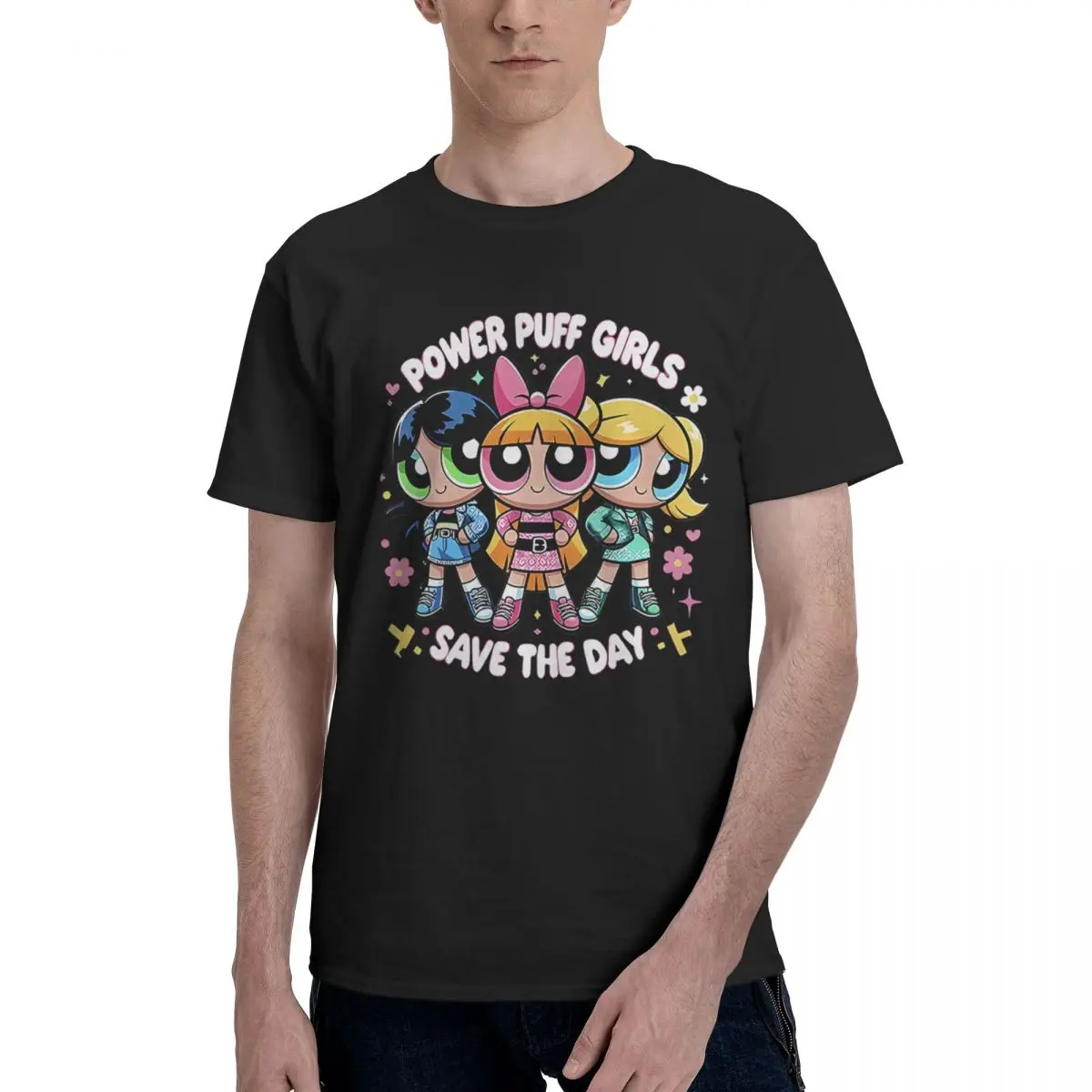 

Cute Power Puff Girls Trio Print Graphic 100% Cotton Casual Breathable Confortable Cute Men's Clothing Deals Men's Tops