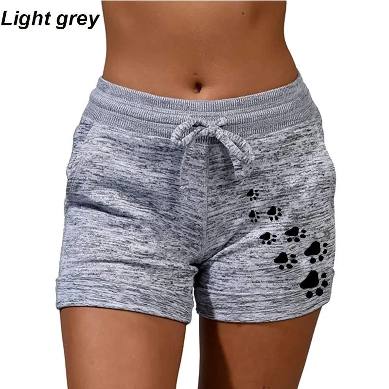 Women's Cat Claw Printed Yoga Shorts with Pockets High Waist Sports Stretch Shorts Elastic Waist Fitness Running Shorts