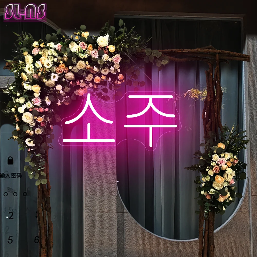 Custom Korean LED Neon Signs 5V USB Beer Bar KTV Area Soju Neon Sign Open Light Sign Korean Store Shop Wall Decor Room Signs