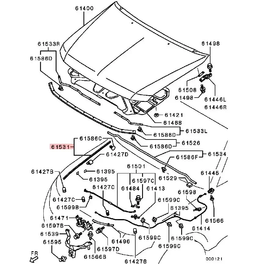 サイドラバーフードシール,屋外エンボネットウェザーストリップ,montero v60,v70,v90,mr523297,2000-2022, 1個