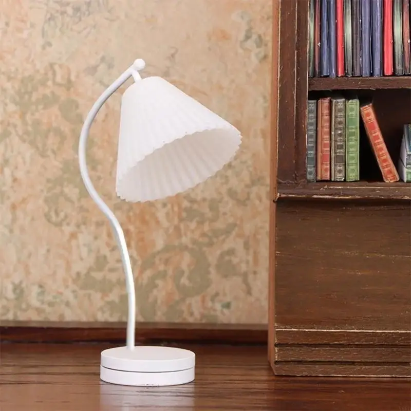 Y88D Realistic White Lamp Model for Dollhouses Bedroom Table Light Photo Props