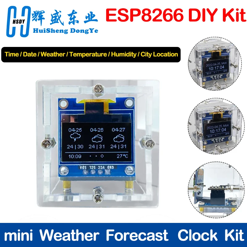 Электронный комплект для самостоятельной сборки DC5V ESP8266, мини-прогноз погоды, стандартный OLED дисплей, подключение к корпусу, проект для самостоятельной сборки