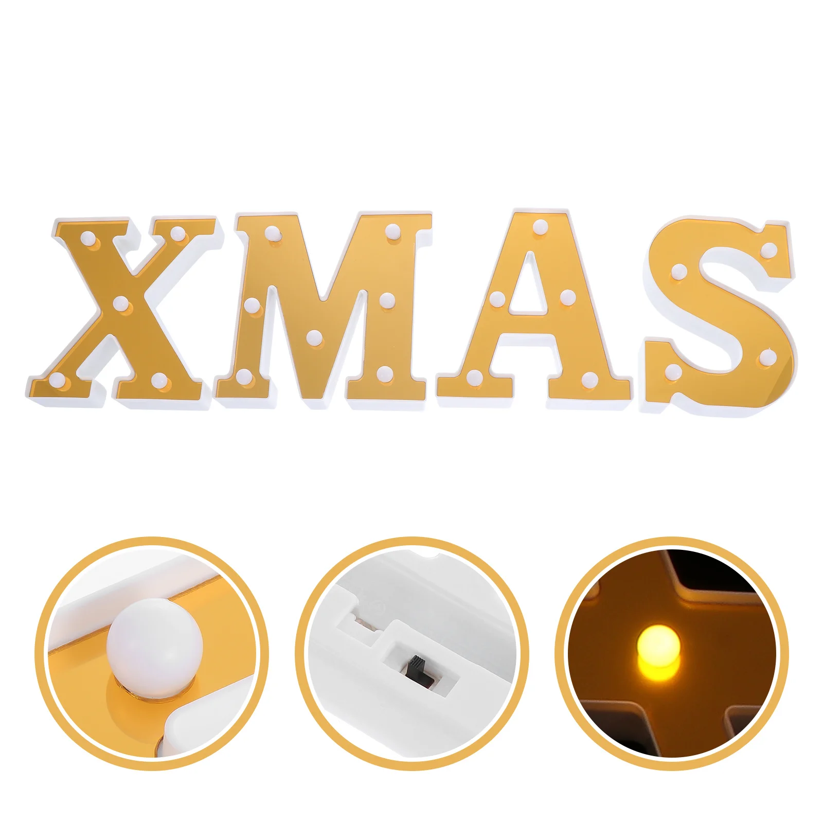 

4 Pcs Christmas LED Modeling Lamp Xmas Outdoor Decorations Lights Curved Golden