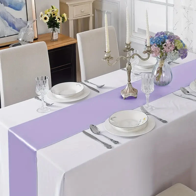 30x275cm Satin Wedding Table Runner for Party Banquet Event Home Birthday Decoration Supply Table Cover Runner Tablecloth Decor