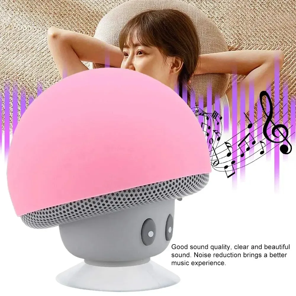 Creative Mini Suction Cup Portable Smartphone Speaker Mini Mushroom Bluetooth Speaker Cross-Border Cartoon Gift