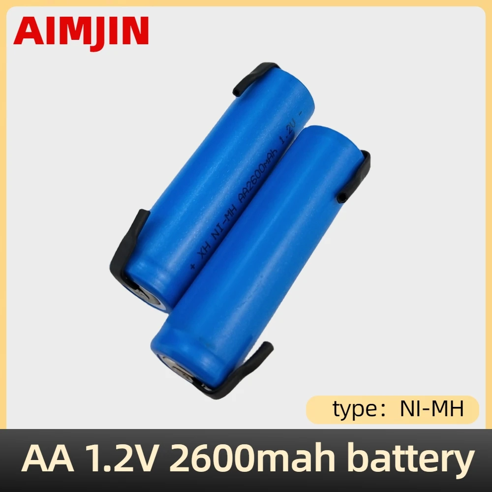 

New AA Rechargeable Battery 1.2V 2600mAh AA NiMH Battery with Solder Pins for DIY Electric Razor toothbrush Toys