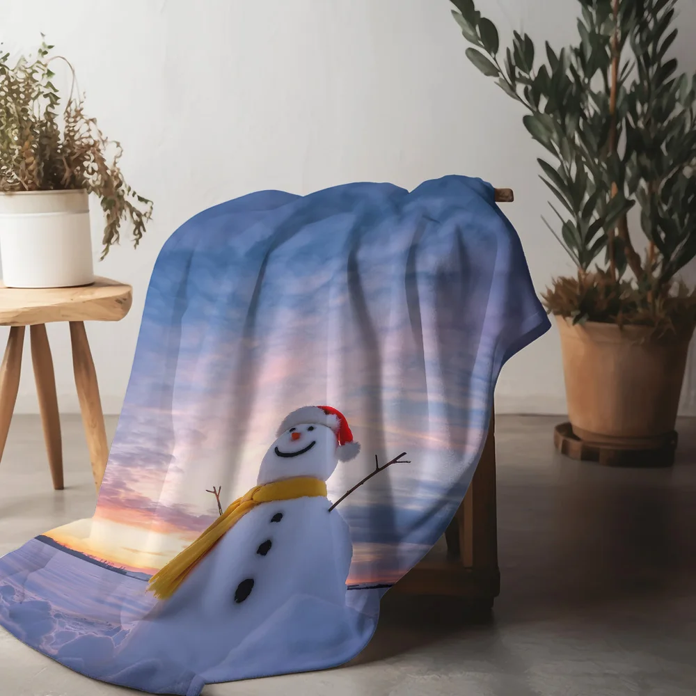 

Tuniu милое флисовое одеяло со снеговиком, зимнее теплое одеяло для дивана-кровати, подарок для спальни, идеальный подарок