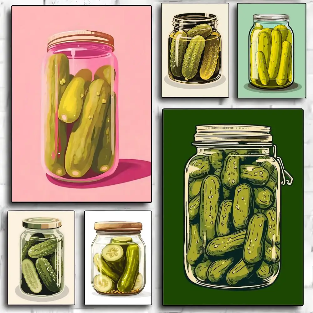 Cartoon kimchi jar Poster HD Art Mural Waterproof Wall Decor Durable DIY Home Decoration for Living Room Bedroom
