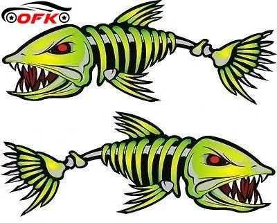 OFK   Fish Bones Skeleton Car Sticker Sunscreen Personalized Decal Motorcycle Auto Accessories Decoration PVC