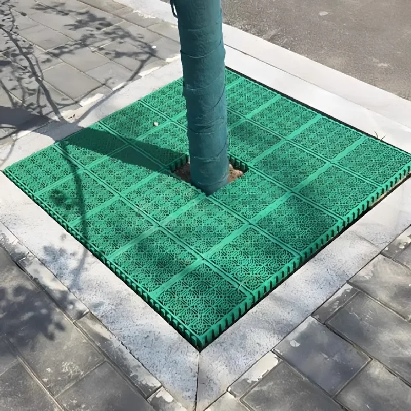 Interlocking Plastic Tree Pit Grate Non-Slip Drainable Tree Guard Tile Splicing Tree Root Protection Cover for Sidewalk Plaza St