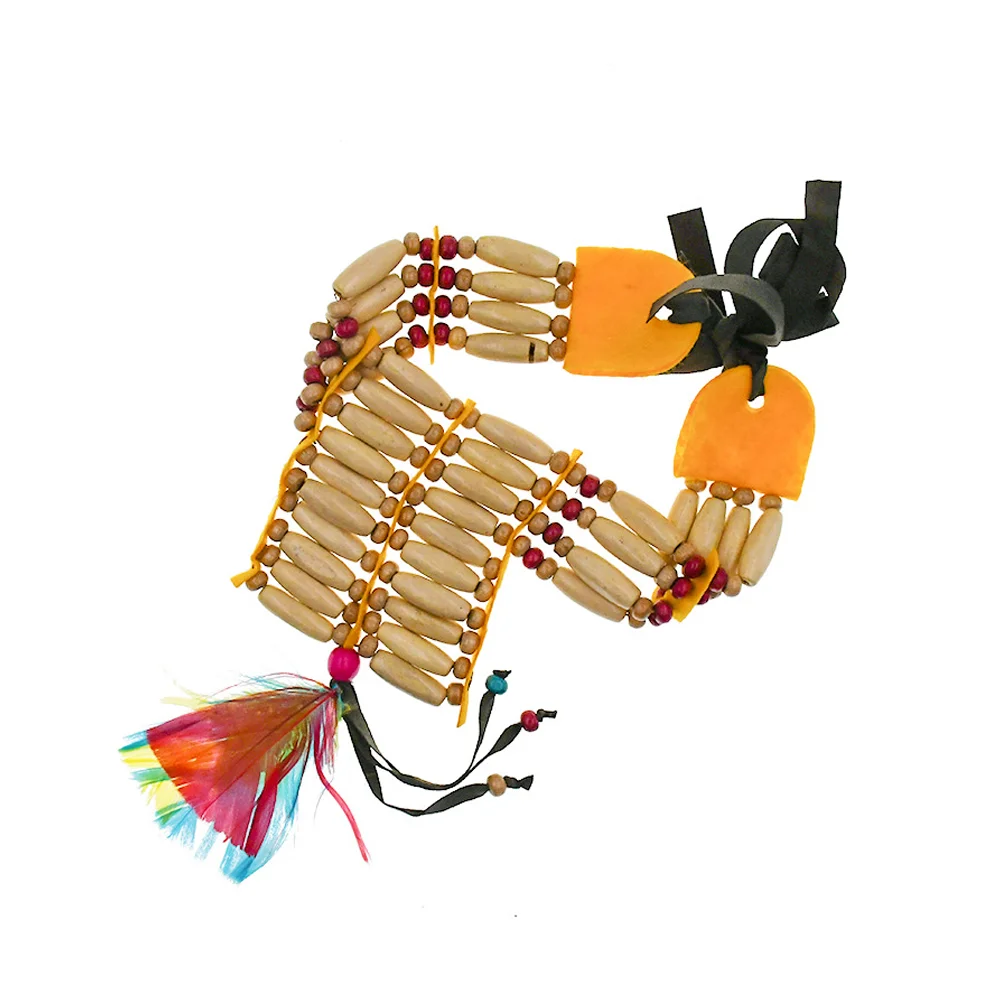 مجموعة إكسسوارات الأزياء الهندية الأصلية من PESENAR، ضفائر مزدوجة، غطاء رأس من الريش، أقراط وسوار وقلادة #4