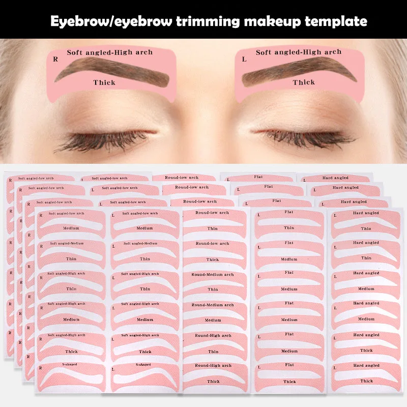 Karsyngirl 4 Sheets 24 Popular Models Shaping Eyebrows Template Sticker Auxiliary Card Trimming Eyebrow Shapes Eye Makeup