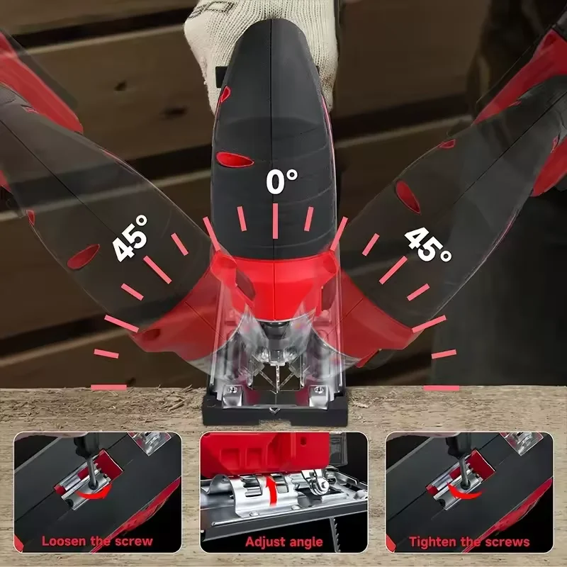 เลื่อยจิ๊กซอไร้สาย Milwaukee 3000RPM Brushless Curve Saw เครื่องมือไฟฟ้าแบบพกพาสำหรับงานไม้ ปรับได้ ใช้กับแบตเตอรี่ Milwaukee
