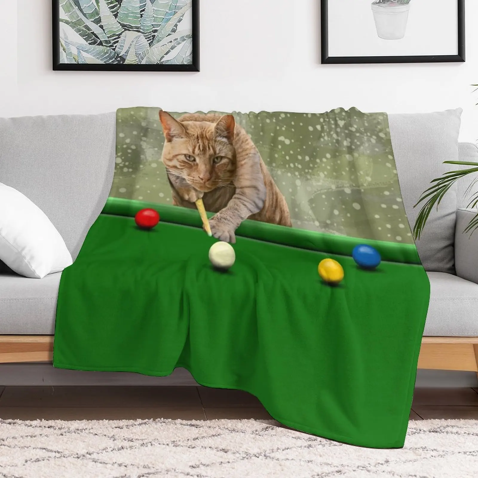 SNOOKER CAT Throw Blanket