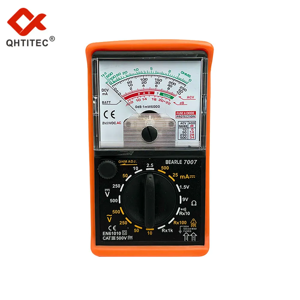 QHTITEC Pionter Multimeter Professional Analog Ammeter AC/DC 500V 500mA Voltmeter 3 In 1 Manual Range Ohm Tester Meter 7007