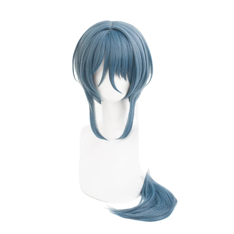 Peruca sintética longa azul Natasha Cos, cabelo resistente ao calor, cosplay de festa de Halloween, perucas anime, boné grátis, alta qualidade, 90cm