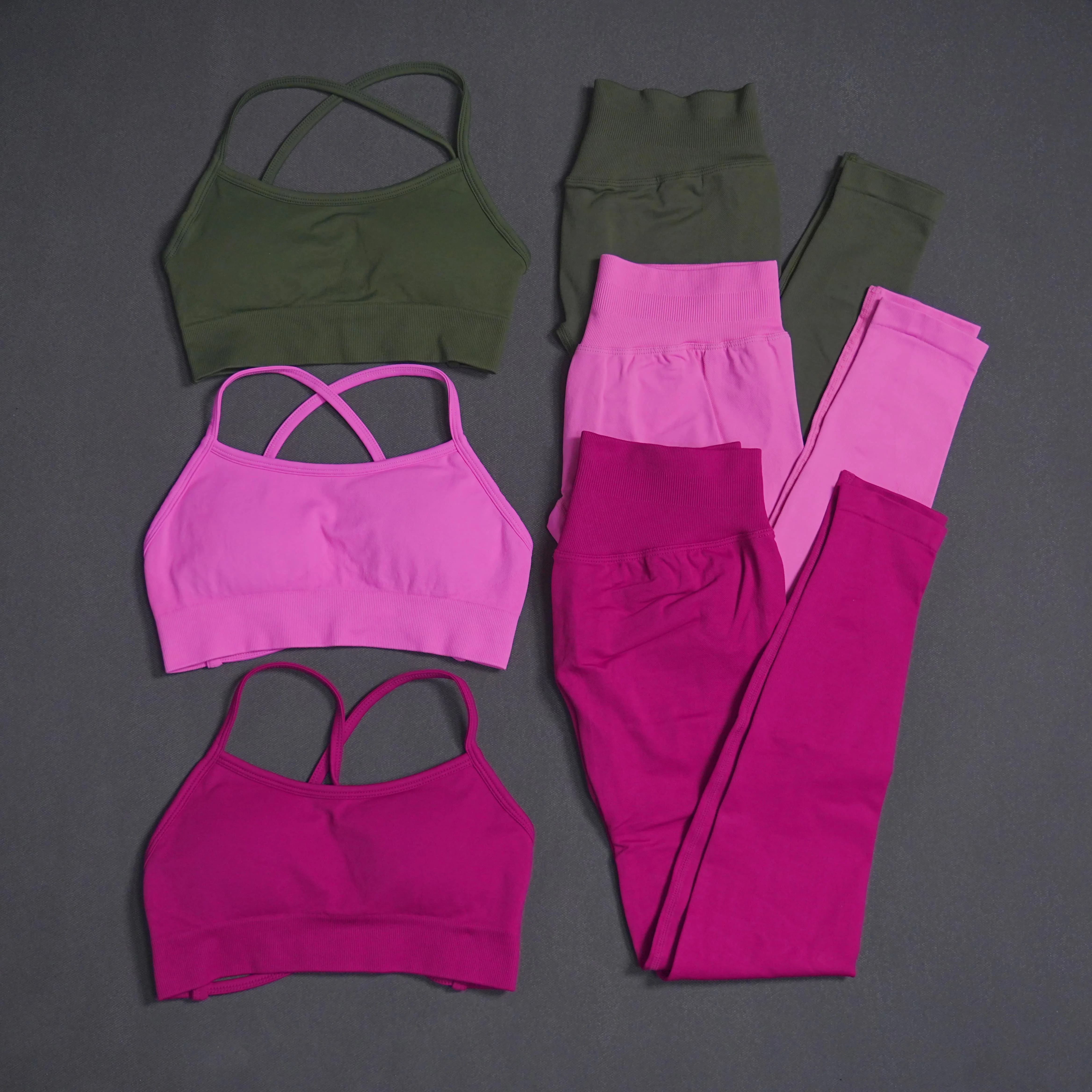 Sujetador deportivo sin espalda para mujer con logo, pantalones de yoga sin costuras, pantalones ajustados, top, conjunto de ropa deportiva para fitness, sujetador para correr en gimnasio