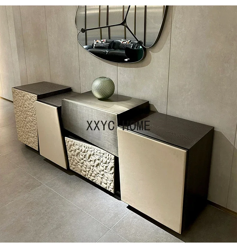 Irregular Geometric Sideboard Italian-Style Light Luxury Villa Curio Cabinet