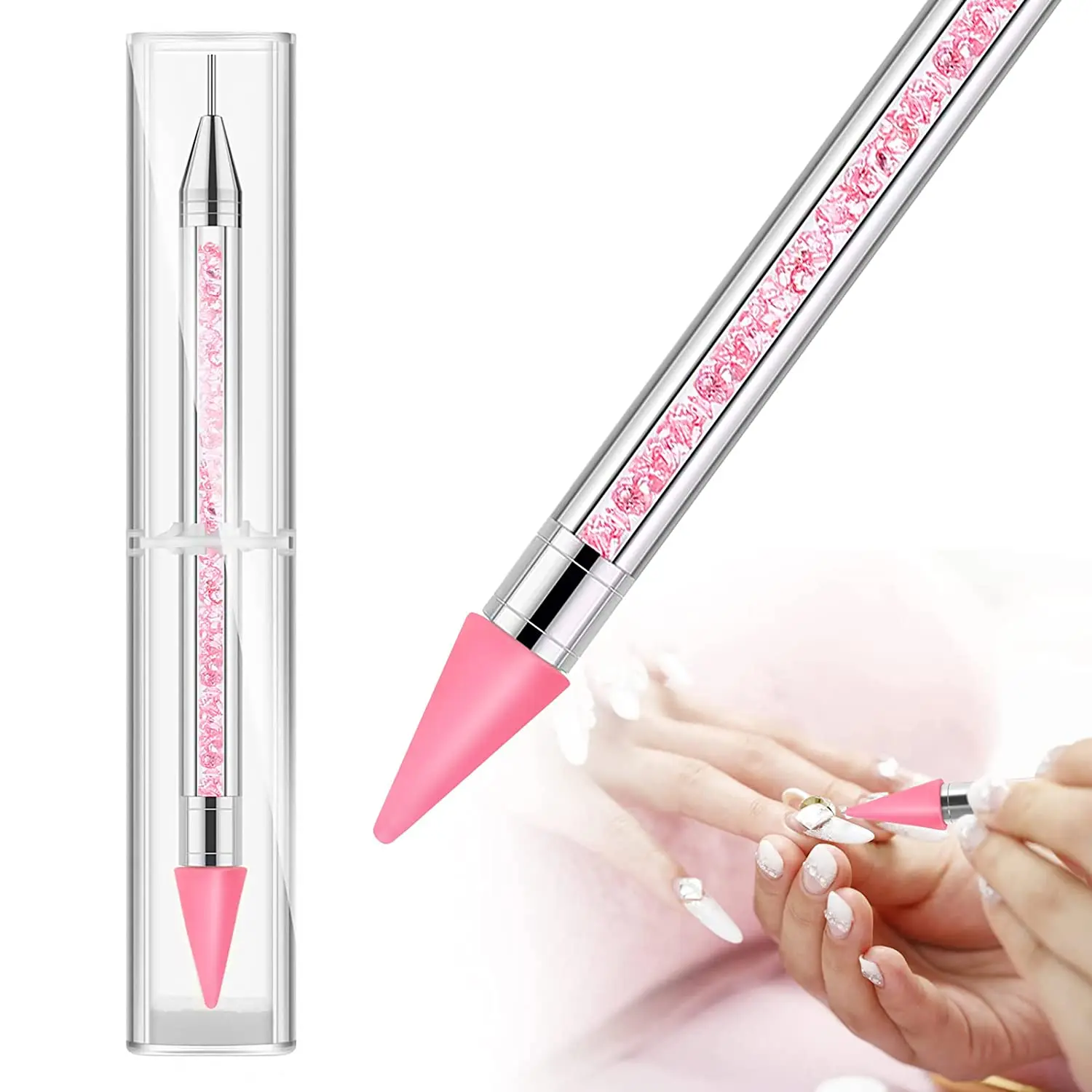 Nail Rhinestone Picker Dotting Pen, Wax Pencil for Rhinestones, Dual-ended Rhinestone Gems Crystals Studs Picker Wax Pen