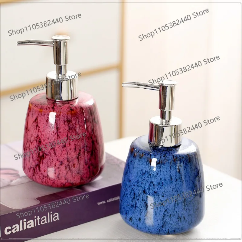 Kiln Change Ceramic Lotion Dispenser For Bathroom, Refillable Shampoo Soap Bottle, Home Decor Accessory