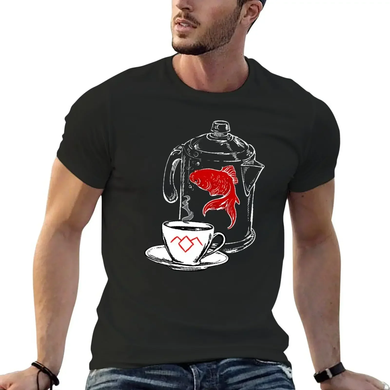 Twin Peaks A Fish In The Percolator Vintage Coffee Shop Print T-Shirt vintage t shirts boys animal print outfits for men