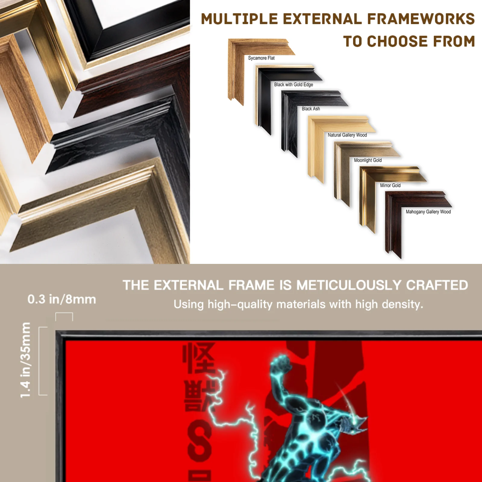 Affiche en toile multi-tailles de Manga japonais, Art mural à Double cadre, décoration de maison Kaiju No 8 pour salon et chambre à coucher