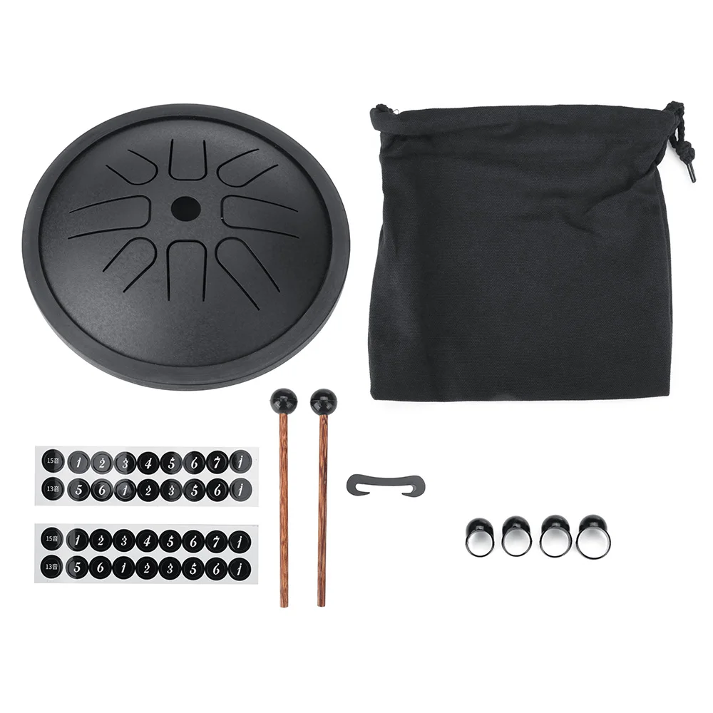 

HLURU 6 Inch 8 Note Steel Tongue Drum D Key Gift Percussion Instrument With Drumsticks