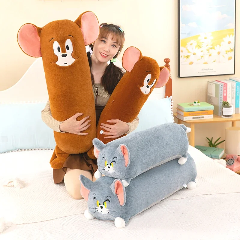 65/80cm Oversize Tom and Jerry Plush Long Pillow Toys Doll Cute Cartoon Movie Cat Mouse Plushies Stuffed Doll Kids Birthday Gift