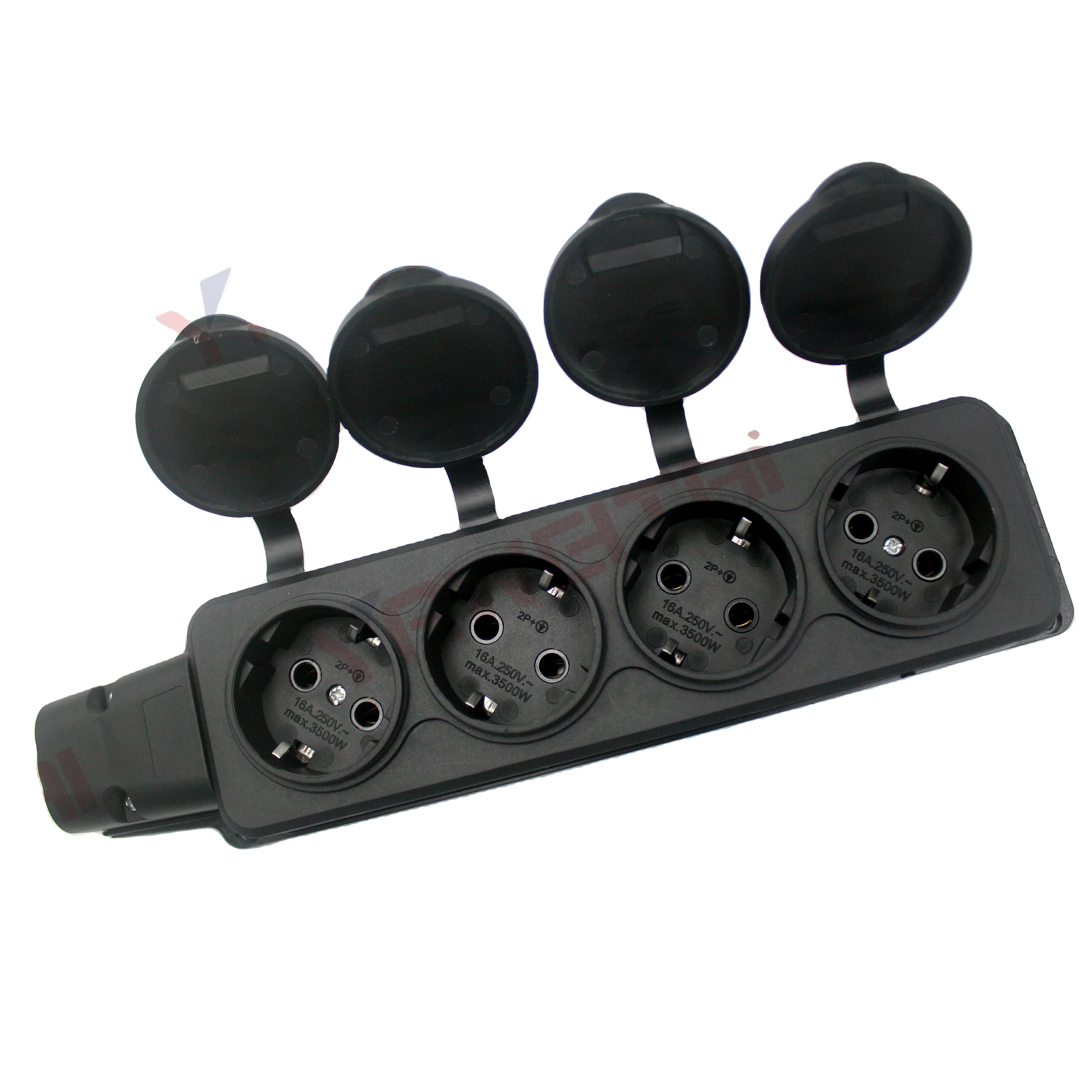 

4 Gang Schuko Extension Socket With Cover/european Waterproof Socket With Earthing IP54