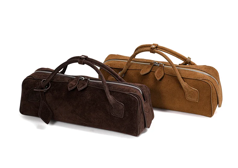 Aidanni Vintage Wildleder-Handtasche mit großem Fassungsvermögen, Neuheit 2026, Matte Rindsleder-Damentasche, Stilvolle Wurstform – Detail 5