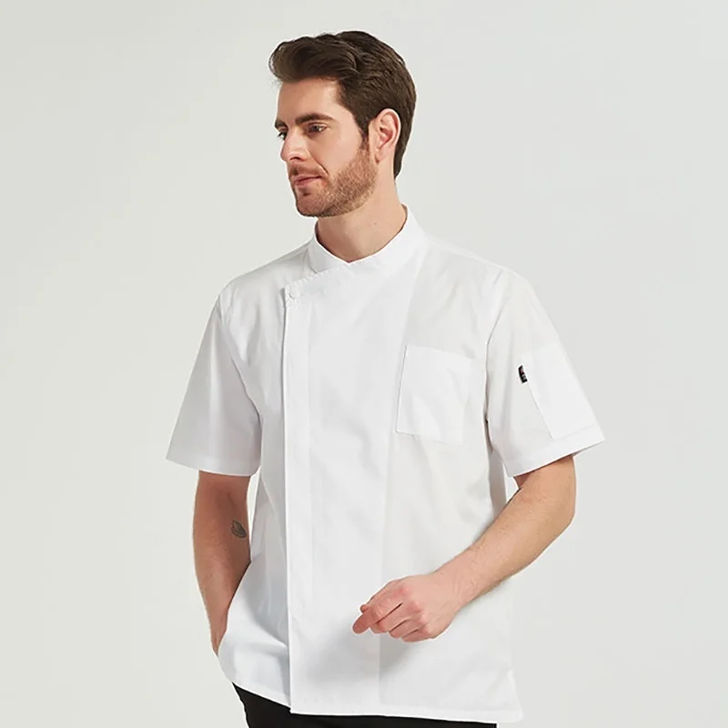 Korte Mouwen Chef Shirt Unisex Kok Jas Hotel Restaurant Uniform Mannen Vrouwen Keuken Kleding Gebak Ober Dragen