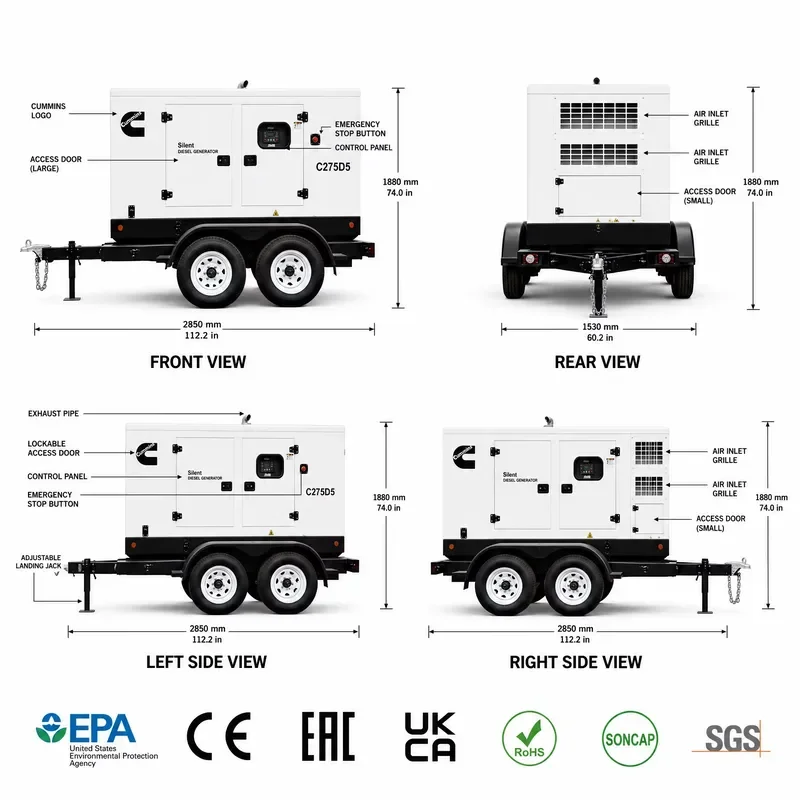 Weichai Yuchai SDEC 200kW 250kVA Silent Generator Set Stamford Alternator Three Phase Soundproof with ATS