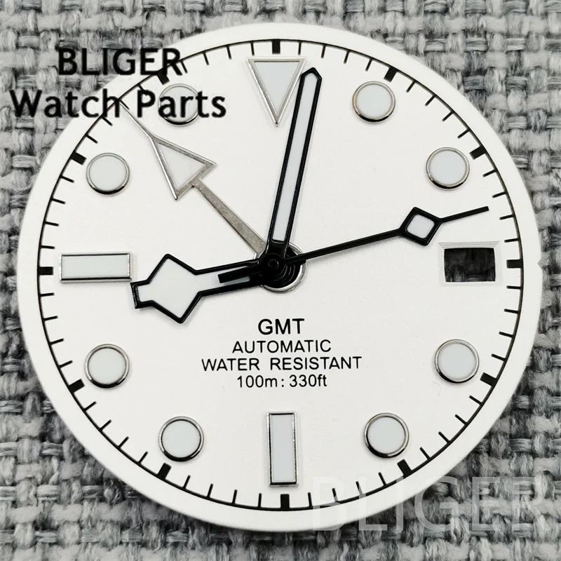 ساعة بليجر بتوقيت جرينتش الطلب NH34 الهاتفي NH34 الأيدي أربعة أيدي الأخضر مضيئة ساعة الطلب صالح GMT NH34 حركة استبدال أجزاء الساعة
